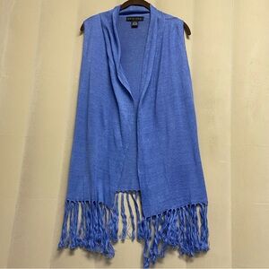 Shin Choi Women’s Sweater Vest Cardigan Small 100% Linen Fringe Designer Luxury